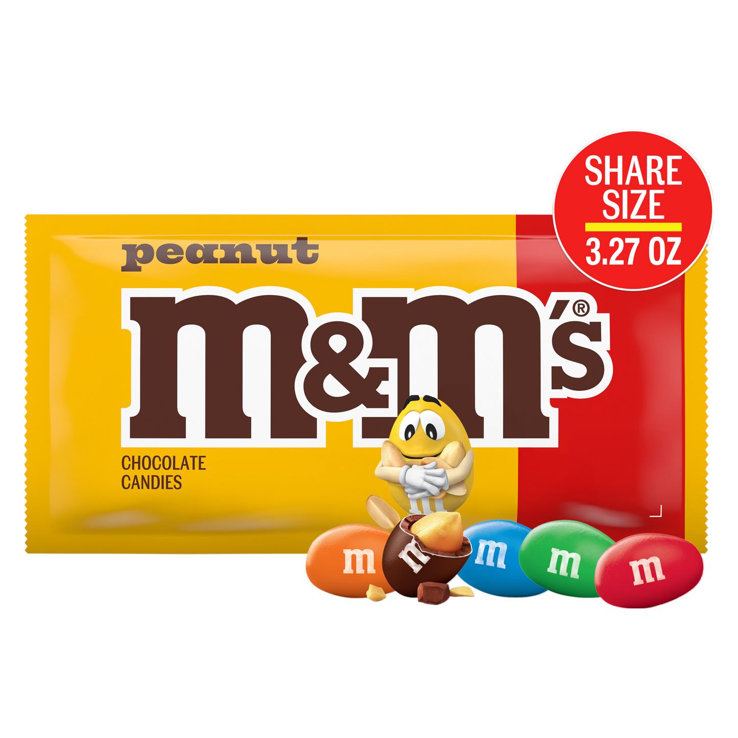 M&M's Peanut Milk Chocolate Candies Share Size, 3.27oz