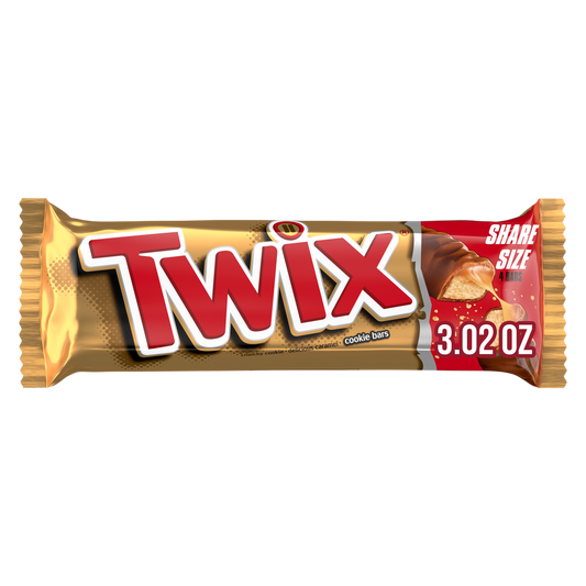 TWIX Milk Chocolate Caramel Cookie Candy Bar, Share Size, 3.02 oz