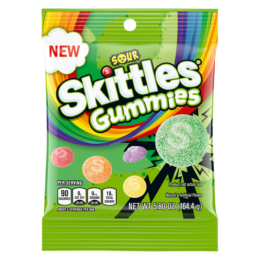 SKITTLES Sour Gummies Gummy Candy Assortment, 5.8 oz Bag