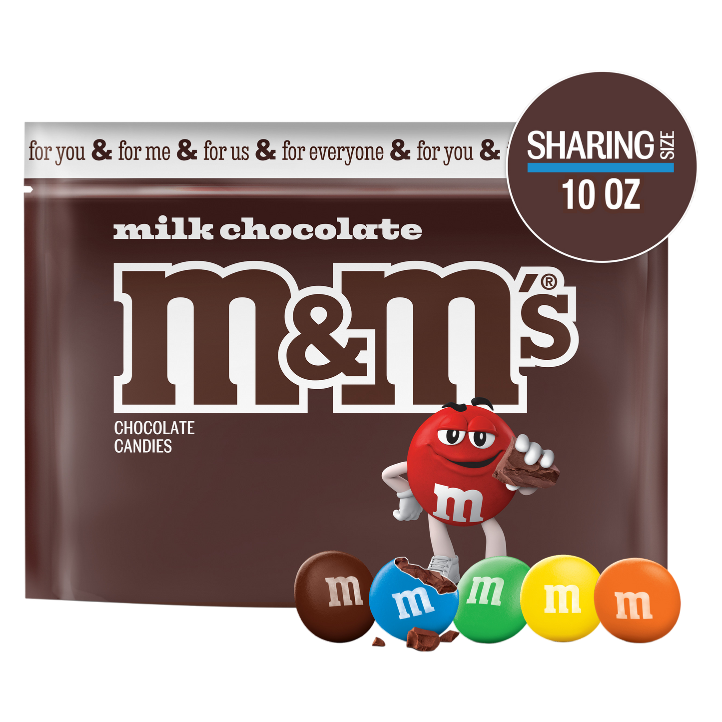 M&M'S Milk Chocolate Candy, Sharing Size, 10 oz Bag