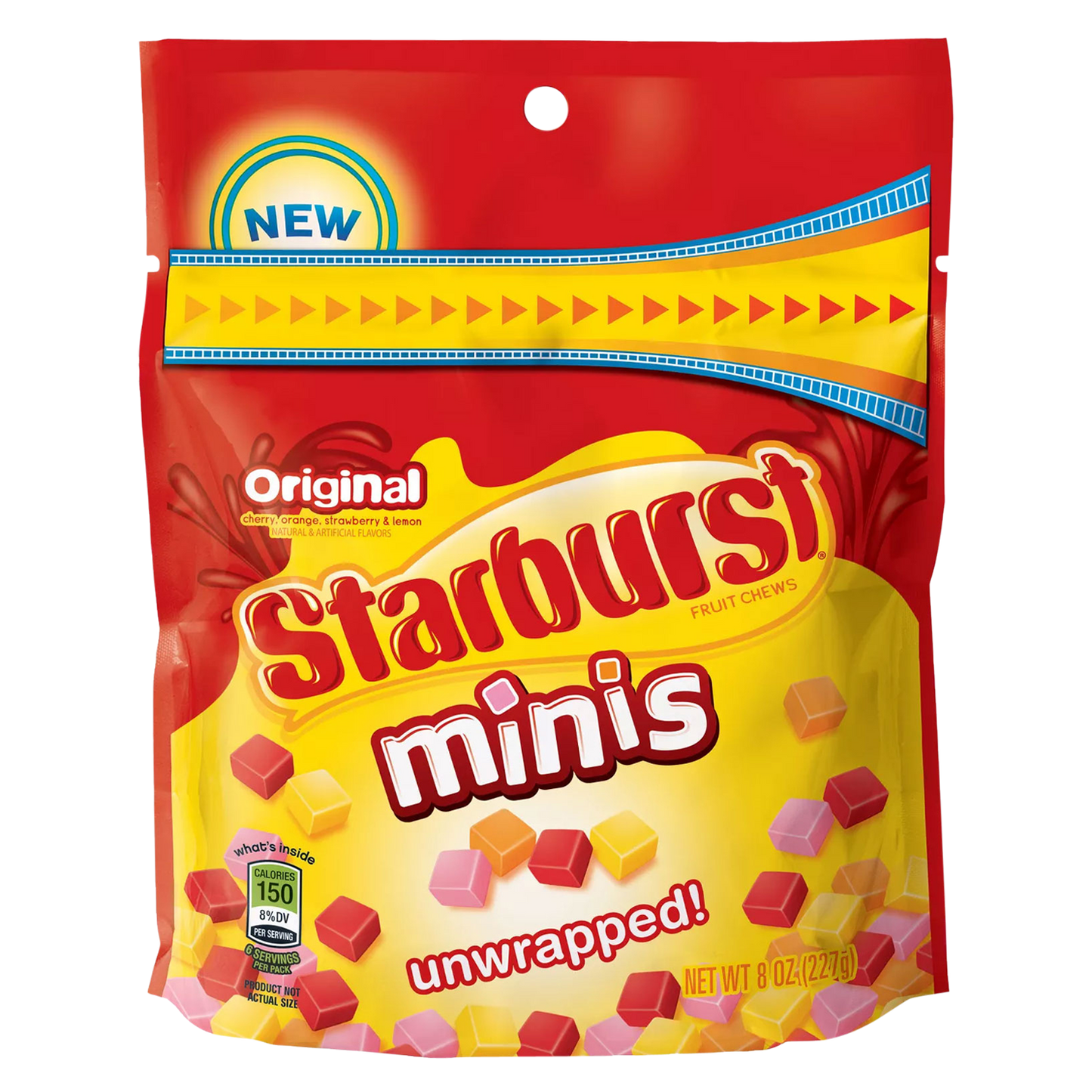 STARBURST Minis Original Fruit Chews Chewy Candy, Grab N Go, 8 oz Resealable Bag