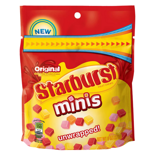 STARBURST Minis Original Fruit Chews Chewy Candy, Grab N Go, 8 oz Resealable Bag