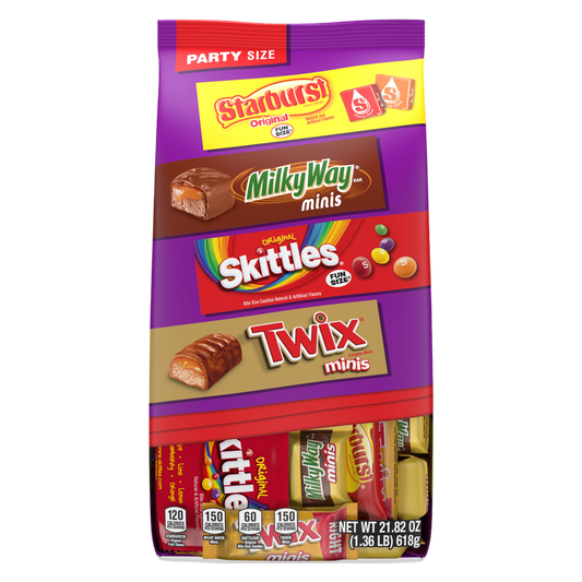 Twix, Skittles, Starburst, & Milky Way Variety Candy Assortment, Party Size - 21.82oz 60 Count Bag