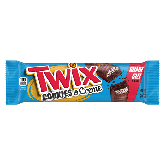 TWIX Cookies & Creme Chocolate Candy Bar, Share Size, 2.87 oz