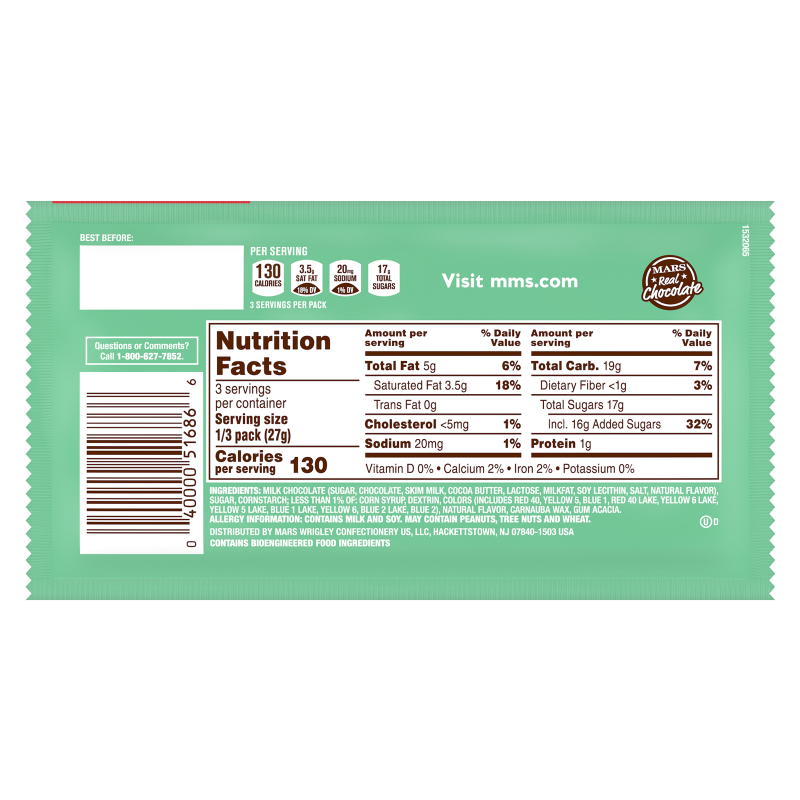 M&M'S Mint Chocolate Candies for the Holidays 2.83oz
