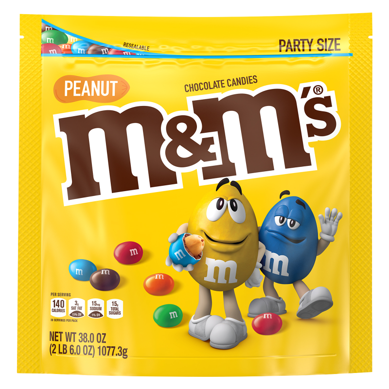 M&M'S Peanut Milk Chocolate Candies Party Size 38oz