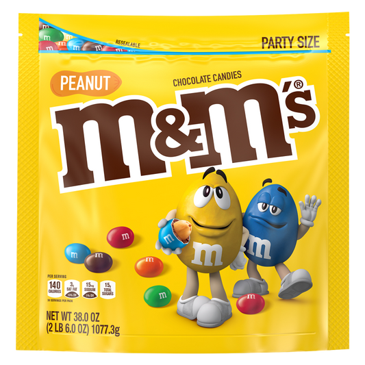 M&M'S Peanut Milk Chocolate Candies Party Size 38oz